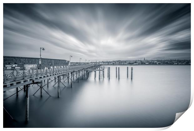 Old Ryde Pier Isle Of Wight BW Print by Wight Landscapes