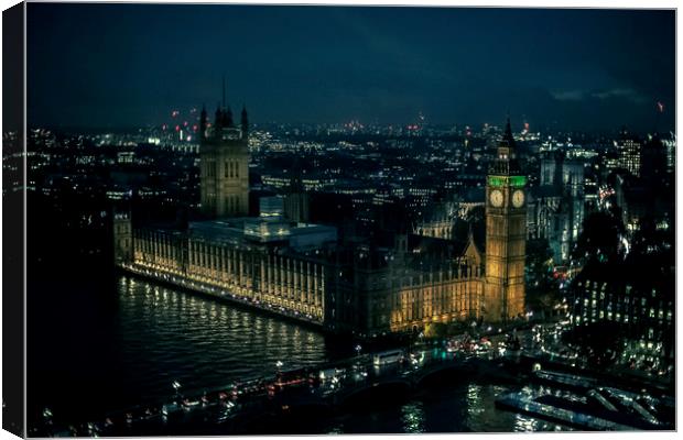 The Houses of Parliament at night Canvas Print by Nick Sayce