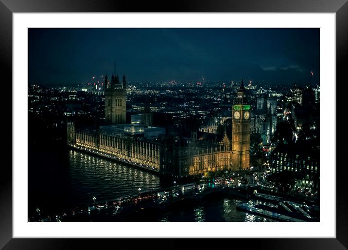 The Houses of Parliament at night Framed Mounted Print by Nick Sayce
