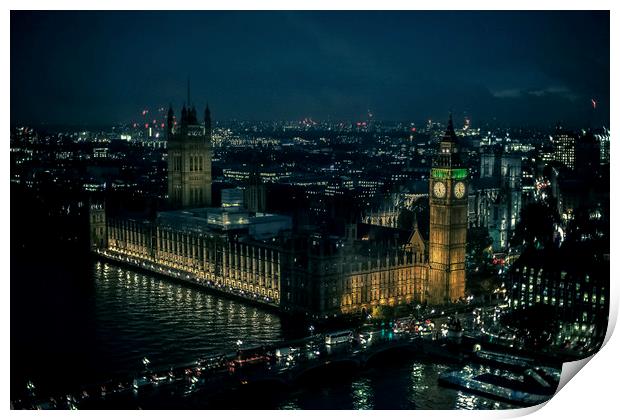 The Houses of Parliament at night Print by Nick Sayce
