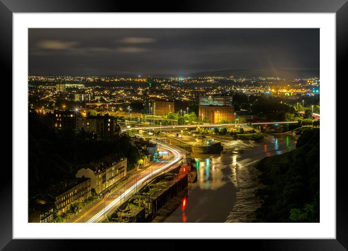 Bristol at Night Framed Mounted Print by Marc Tew