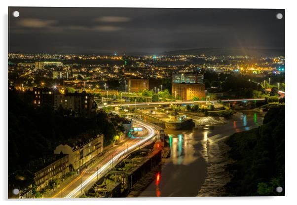 Bristol at Night Acrylic by Marc Tew