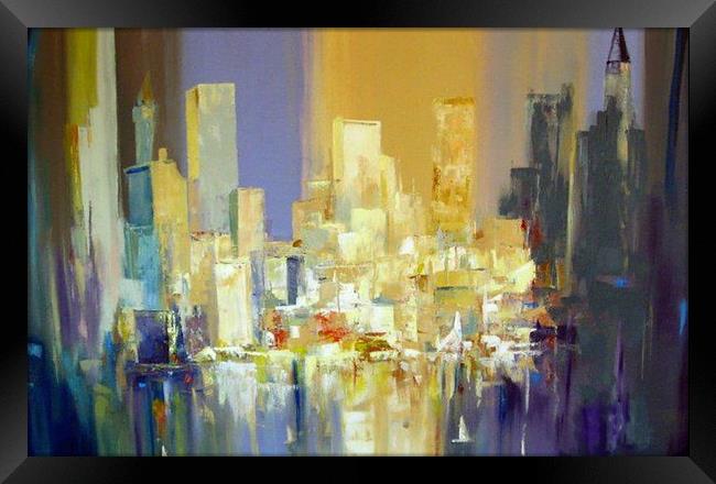 Manhattan Skyline Framed Print by David Reeves - Payne