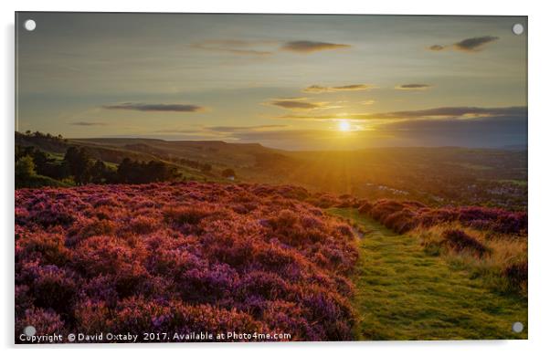 The sun setting over Ilkley Moor Acrylic by David Oxtaby  ARPS