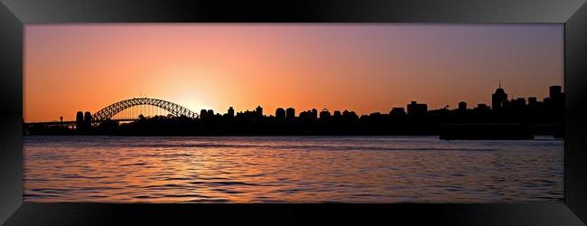 City sunset Sydney Harbour Bridge. Framed Print by Geoff Childs