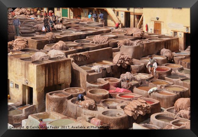 Leather Tannery in Fes Framed Print by Carole-Anne Fooks