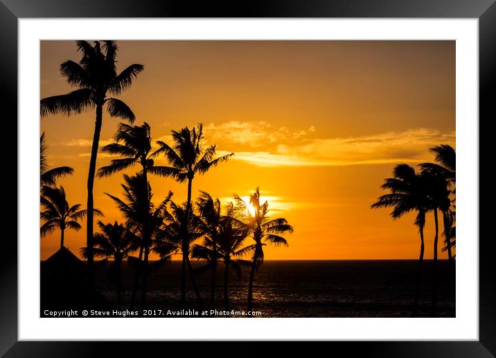 Sunset seen from Big Island Hawaii Framed Mounted Print by Steve Hughes
