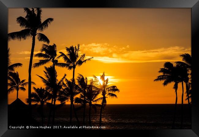 Sunset seen from Big Island Hawaii Framed Print by Steve Hughes
