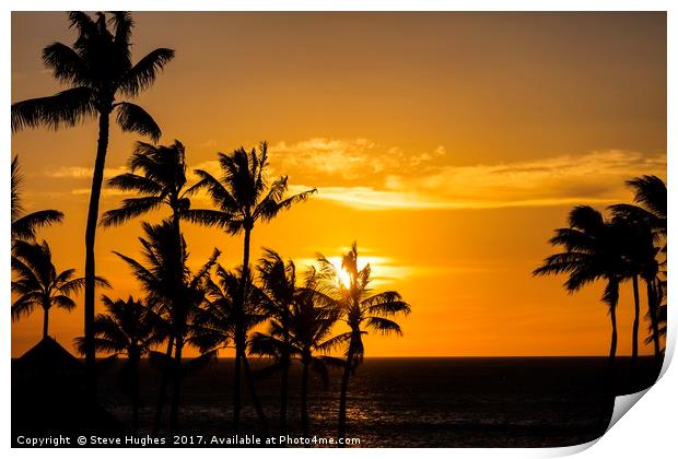 Sunset seen from Big Island Hawaii Print by Steve Hughes