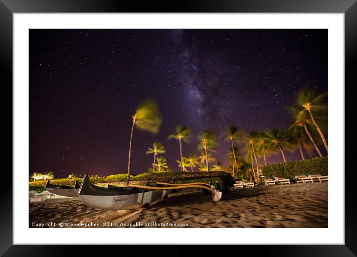 Milkyway above Hawaiian beach Framed Mounted Print by Steve Hughes