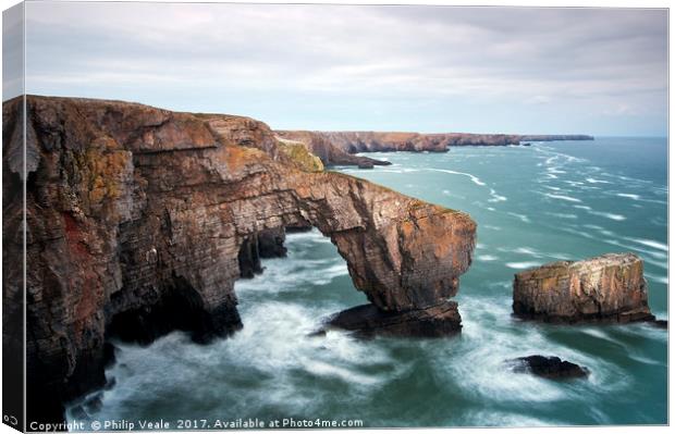Green Bridge, Pembrokeshire at Sunset. Canvas Print by Philip Veale