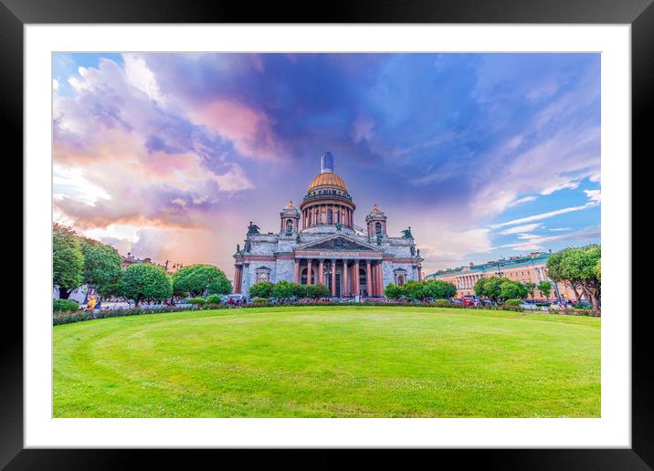 St. Isaac's Cathedral in St. Petersburg Framed Mounted Print by Dobrydnev Sergei