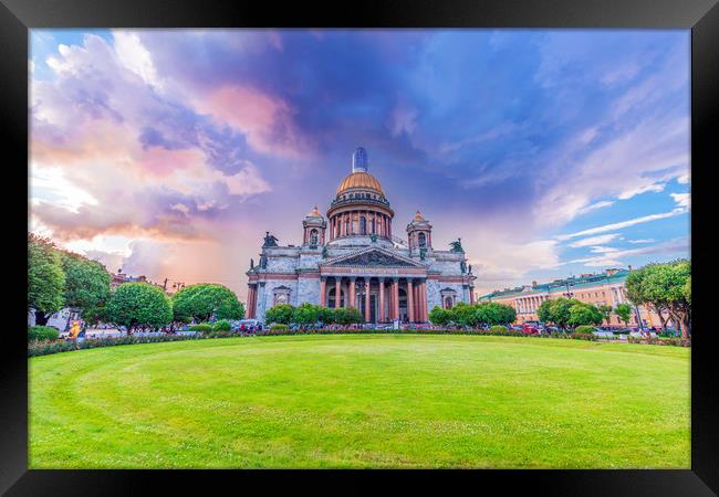 St. Isaac's Cathedral in St. Petersburg Framed Print by Dobrydnev Sergei