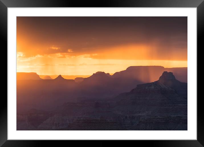 Grand Canyon monsoon sunset  Framed Mounted Print by John Finney