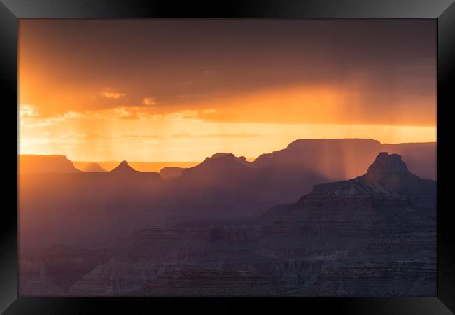 Grand Canyon monsoon sunset  Framed Print by John Finney