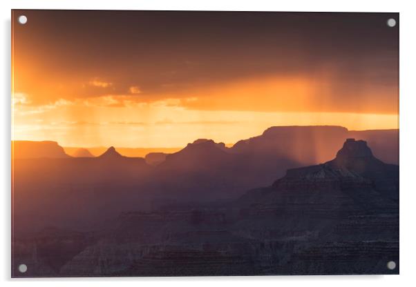 Grand Canyon monsoon sunset  Acrylic by John Finney