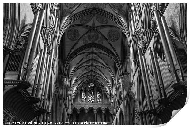 Salisbury Cathedral - interior Print by Paul Piciu-Horvat