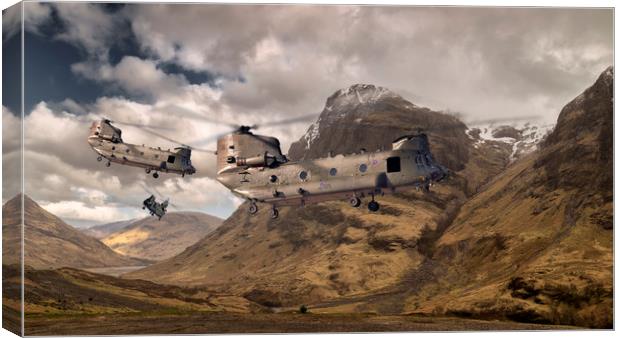 Chinooks mountain sortie  Canvas Print by Rob Lester