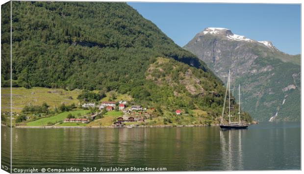 sailing ship in Geirangerfjord Norway Canvas Print by Chris Willemsen