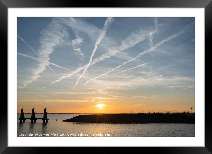 sunset over the harbor Framed Mounted Print by Chris Willemsen