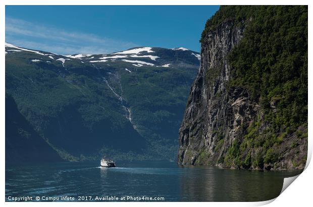 geiranger fjord norway Print by Chris Willemsen