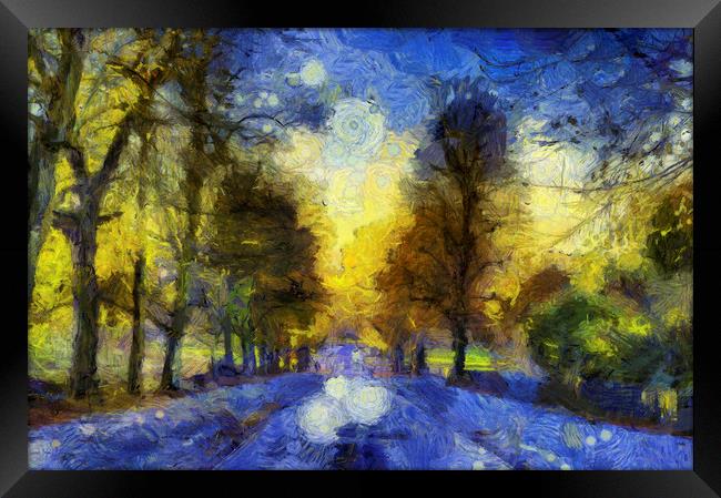 Tree Lined Avenue Van Gogh Framed Print by David Pyatt