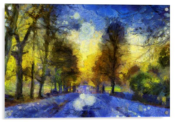 Tree Lined Avenue Van Gogh Acrylic by David Pyatt