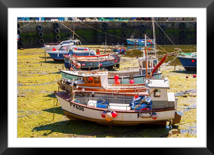 Fishing Boats at tides out Framed Mounted Print by Bob Walker