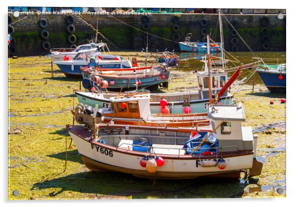 Fishing Boats at tides out Acrylic by Bob Walker