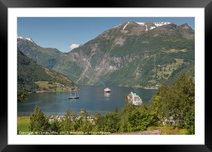camping and cruise geiranger fjord norway Framed Mounted Print by Chris Willemsen