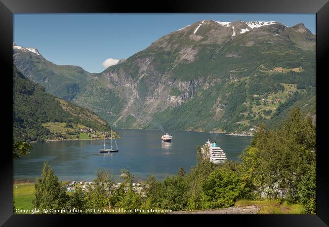 camping and cruise geiranger fjord norway Framed Print by Chris Willemsen