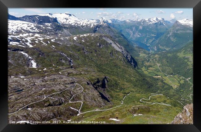 dalsnibba road 63 panoramaroad norway Framed Print by Chris Willemsen