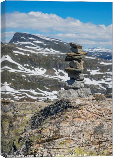 balanced stack of stones at dalsnibba Canvas Print by Chris Willemsen