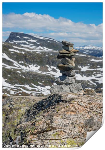balanced stack of stones at dalsnibba Print by Chris Willemsen