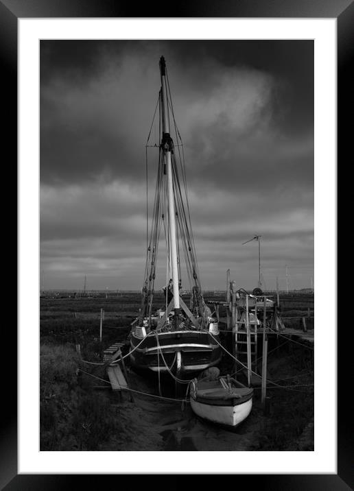 Tide out at Tollesbury Marina, Essex Framed Mounted Print by Joanna Pinder