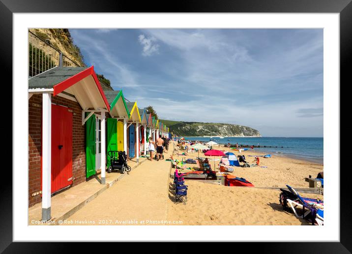 Swanage beach huts  Framed Mounted Print by Rob Hawkins
