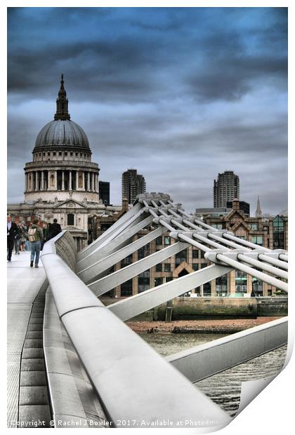 St Paul's Cathedral and Millennium Bridge Print by RJ Bowler
