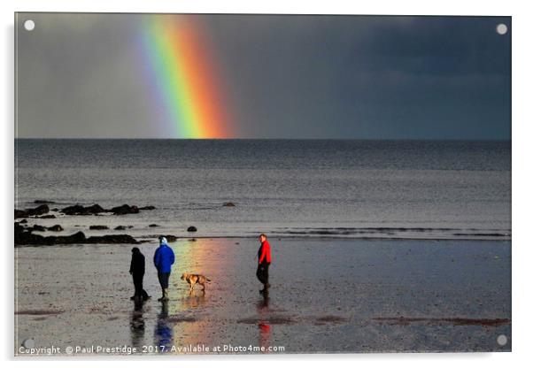 Rainbow at Goodrington Beach Acrylic by Paul F Prestidge
