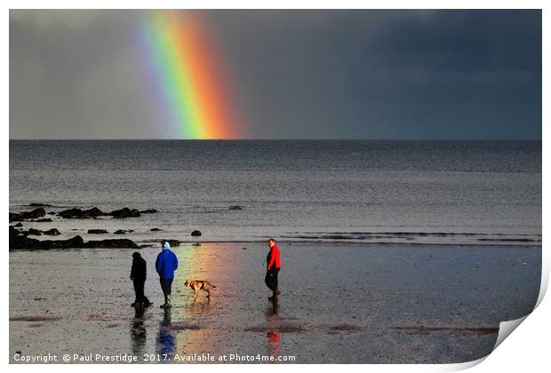 Rainbow at Goodrington Beach Print by Paul F Prestidge