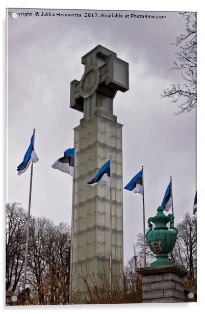 Cross On The Freedom Square Acrylic by Jukka Heinovirta