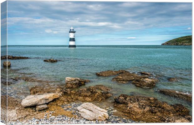 Penmon or Trwyn Du Lighthouse off Anglesey near Pe Canvas Print by Nick Jenkins