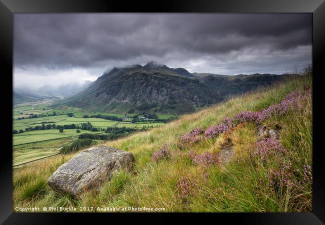 Langdale Pikes and Mickleden Valley Framed Print by Phil Buckle