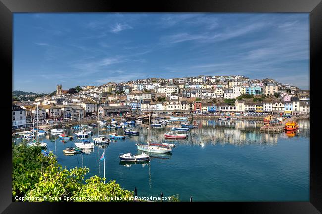 Early morning reflections at Brixham Harbour  Framed Print by Rosie Spooner