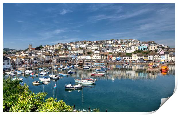 Early morning reflections at Brixham Harbour  Print by Rosie Spooner