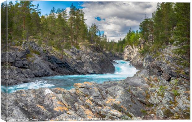 waterfall and rocks in norway Canvas Print by Chris Willemsen