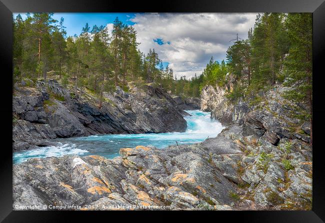 waterfall and rocks in norway Framed Print by Chris Willemsen
