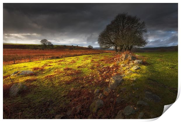 Approaching storm over the Brecon hills, South Wal Print by Leighton Collins