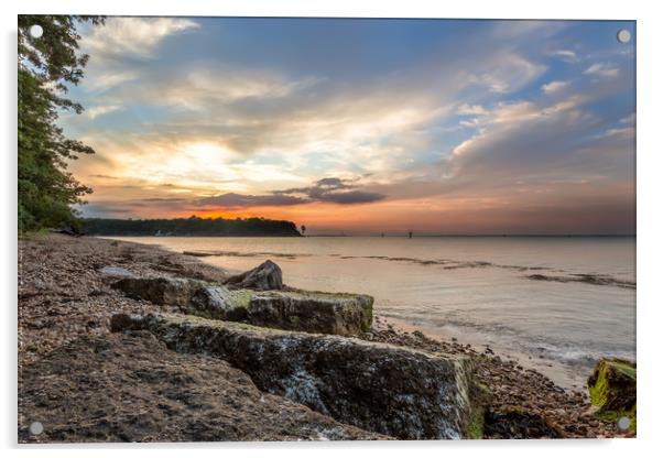 Fishbourne Sunset Isle Of Wight Acrylic by Wight Landscapes