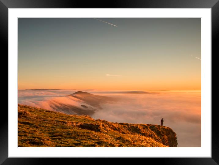 Cloud Inversion pouring over the ridge at Mam Tor Framed Mounted Print by Chantal Cooper