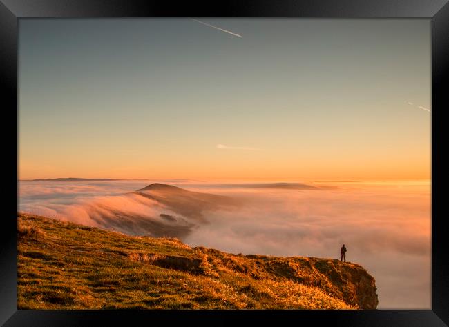 Cloud Inversion pouring over the ridge at Mam Tor Framed Print by Chantal Cooper